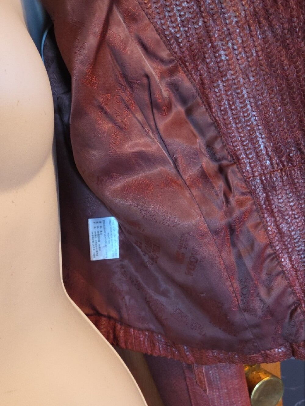 Vero Moda Rust-Brown Textured Faux-Leather Moto Jacket - Picture 5 of 9